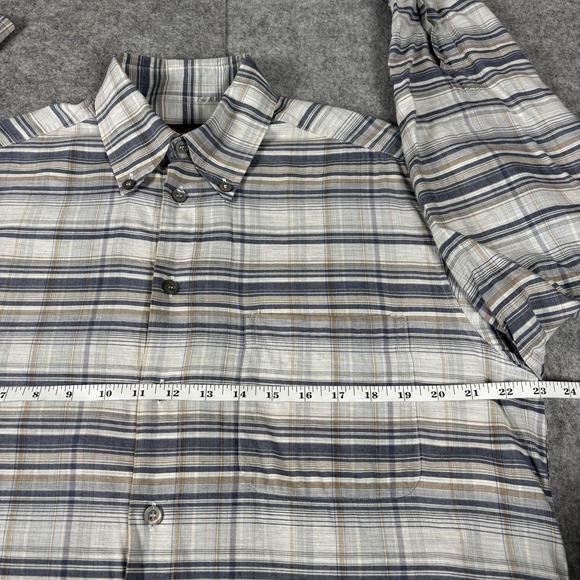 Ermenegildo Zegna Button Up Dress Shirt Plaid Long Sleeve Mens Size Medium - Picture 4 of 8